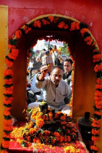 A devotee offers prayer to Lord Shiva on the occasion of Mahashivratri in Bhopal