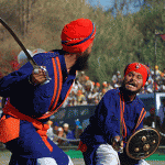 Niihang Singhs showing skills in GATKA in Holla Mahalla