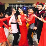 Students of the INIFD dance during a Valentine bash at the Community Centre in Sector 27 Chandigarh