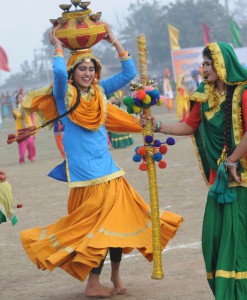 Students performing during the state-level Republic Day function in Mohali
