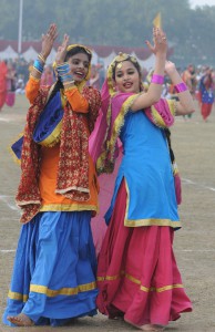 Students performing during the state-level Republic Day function in Mohali
