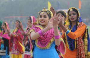 Students performing during the state-level Republic Day function in Mohali