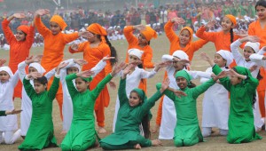 Students performing during the state-level Republic Day function in Mohali