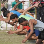 100m race in progress at the 79th Kila Raipur Sports Festival at Kila Raipur village, Ludhiana