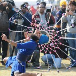 A Nihang showcasing his skills at the 79th Kila Raipur Sports Festival at Kila Raipur village, Ludhiana