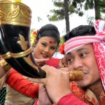 Artists from Assam performing on the inaugural day of the three day Rose Festival at the Rose Garden Sector 16 in Chandigarh
