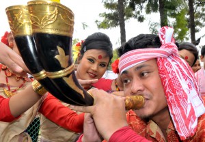 Artists from Assam performing on the inaugural day of the three day Rose Festival at the Rose Garden Sector 16 in Chandigarh