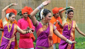 Artists from Maharashtra performing on the inaugural day of the three day Rose Festival at the Rose Garden Sector 16 in Chandigarh