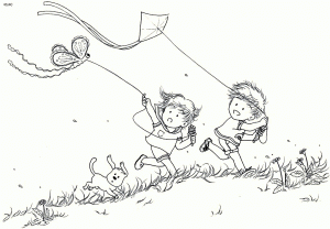 Baisakhi kite flying coloring page