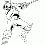 Batsman Hitting A Stroke Coloring Page