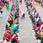 Devotees partake of langar on the occassion of Guru Ravidas Jayanti in Jalandhar