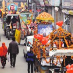 Devotees take out a procession ahead of Ravidas Jayanti in Bathinda