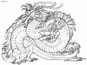 Dragon Line Art Coloring Page