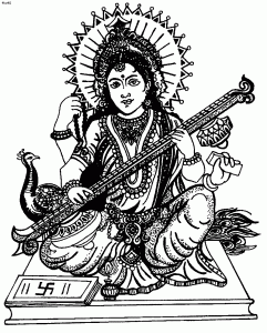 Goddess Saraswati Coloring Page