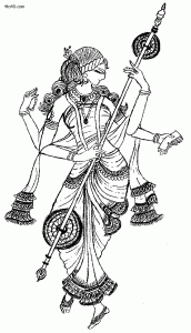 Goddess Saraswati Dancing Posture Coloring Page