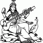 Goddess Saraswati Line Art