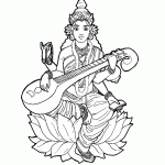 Hindu Goddess Saraswati Coloring Page