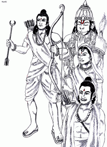 Lord Rama, Sita, Laxman and Hanuman