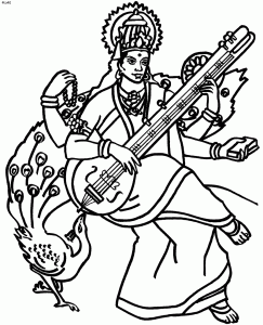 Saraswati Maa Line Art