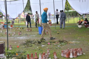 Some flower arrangements at the Rose Festival 2015 were destroyed after strong winds and thundershowers lashed the city in the morning of February 20, 2015