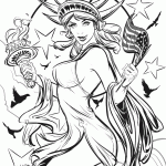 US Woman 4th of July Coloring Page
