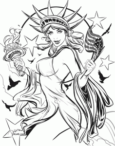 US Woman 4th of July Coloring Page