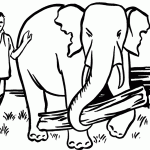 Working elephant coloring page