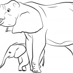 Asian elephant with baby