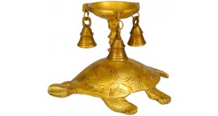 Tortoise Oil Lamp with Bells for Vastu