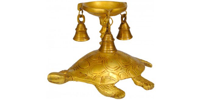 Tortoise Oil Lamp with Bells for Vastu