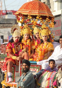 A religious procession on the eve of Ram Navami in Bathinda