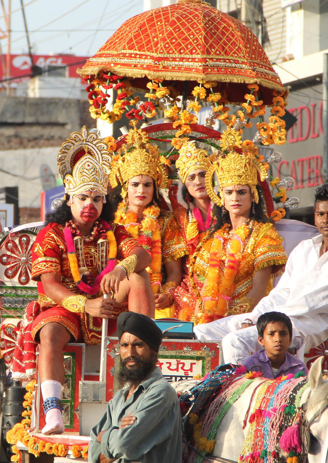 A religious procession on the eve of Ram Navami in Bathinda