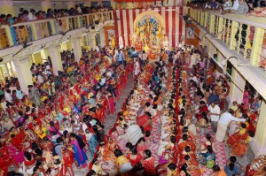 A view of Kumari Puja at Dakhhineswar Ramakrishna Aadahyapitih on the occasion of Ram Navami in Kolkata
