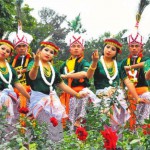 Artistes from Manipur present an item during the inaugural day of the three day Rose Festival at Rose Garden in Chandigarh