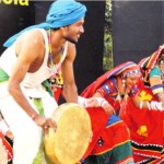 Artistes present a cultural dance during National Crafts Mela at Kala Gram in Chandigarh