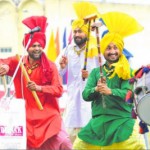 BSF men perform bhangra during the concluding day of the 37th BSF Inter Frontier Athletics meet in Jalandhar