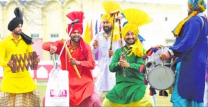 BSF men perform bhangra during the concluding day of the 37th BSF Inter Frontier Athletics meet in Jalandhar