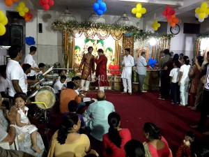 Bhakti sangeet in process during Rama Navami festival at Ram Mandir, Rohini, New Delhi