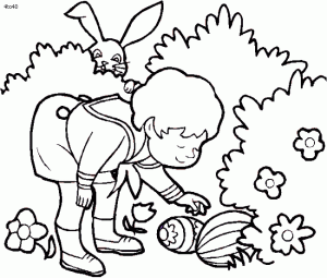 Bunny and Easter eggs Coloring Page