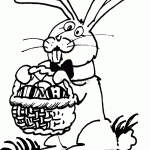 Bunny with Easter Eggs Basket Coloring Page