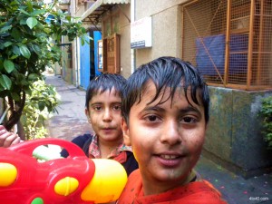 Children enjoying Holi festival in New Delhi
