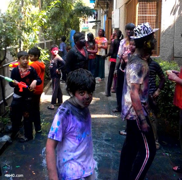 Children love celebrating Holi festival with their friends