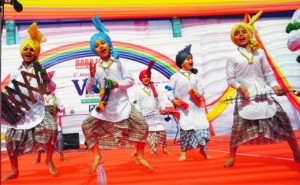 Children perform Malwai Giddha at Baba Farid Group of Institute in Bathinda
