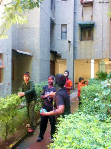 Children playing Holi in Rohini New Delhi