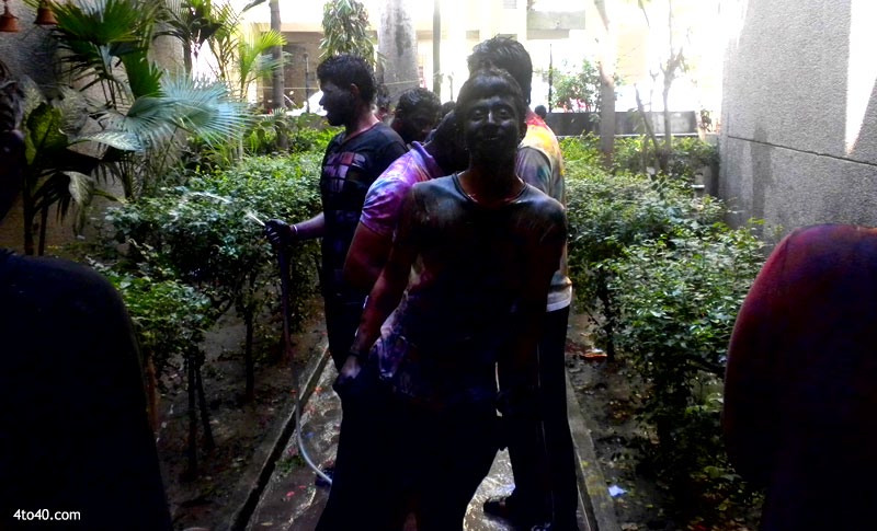 Dark coloured faces of Holi festival