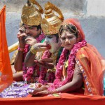 Devotees at a Ram Navmi procession in Hyderabad