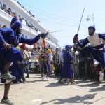 Devotees show Gatka skills during the ongoing Holla Mohalla celebrations at Anandpur Sahib on March 7, 2015