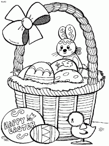 Easter eggs and bunny basket