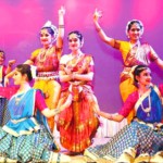 Girls perform a dance during the annual finction of Sat Paul Mittal School in Ludhiana