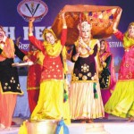 Girls perform giddha during the Inter-College Youth Festival at GADVASU in Ludhiana
